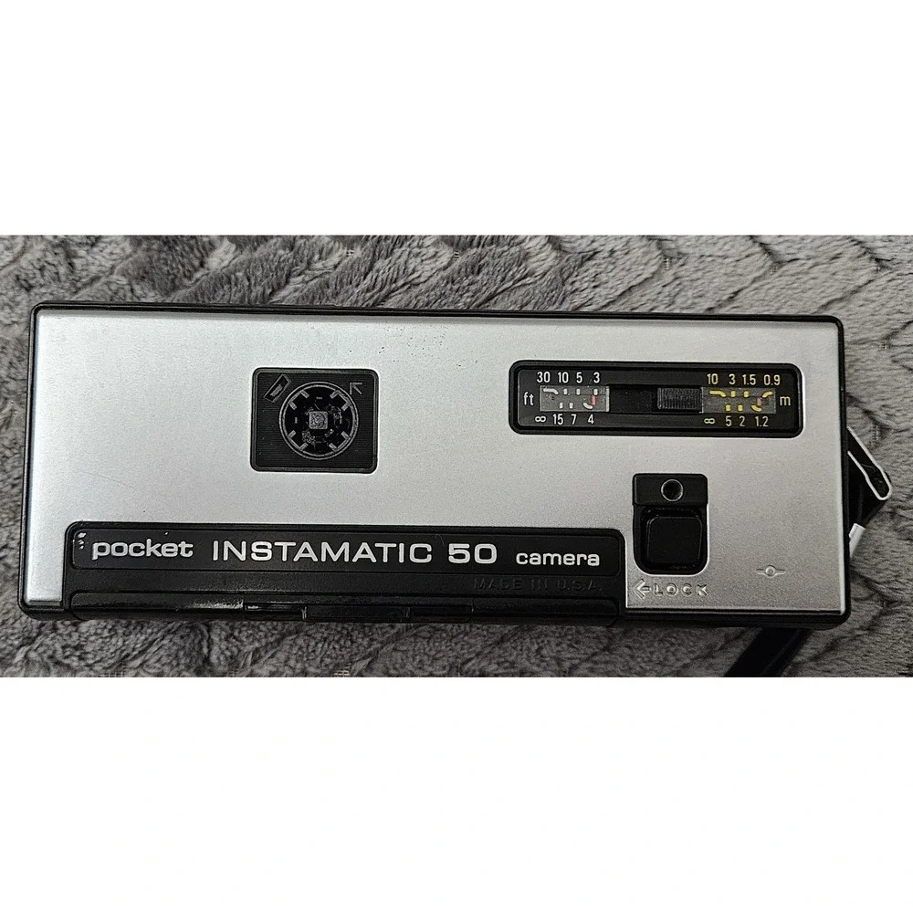KODAK Pocket Instamatic 50 Camera UNTESTED! Made‎ In USA Black Silver